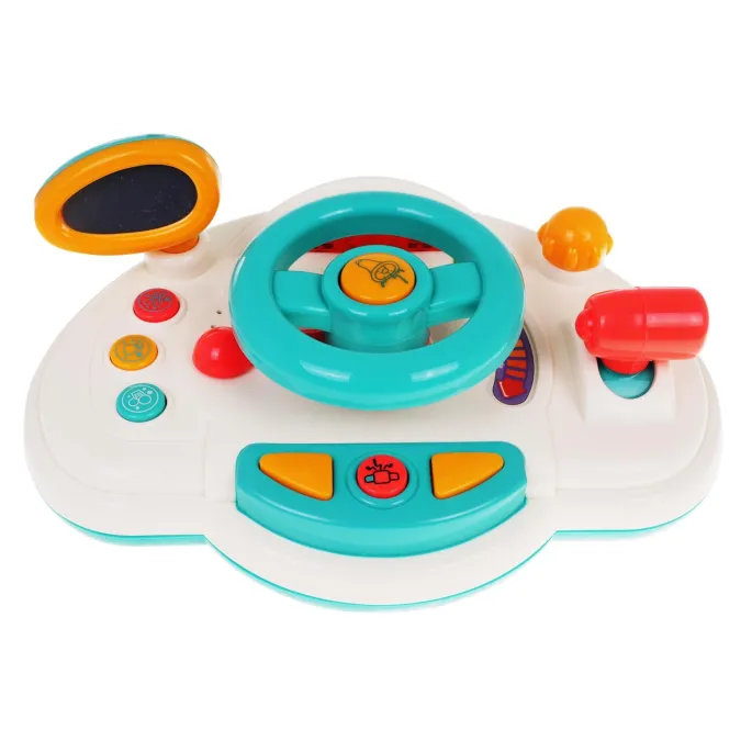 zbliżenie na podświetlane przyciski i deskę rozdzielczą w symulatorze