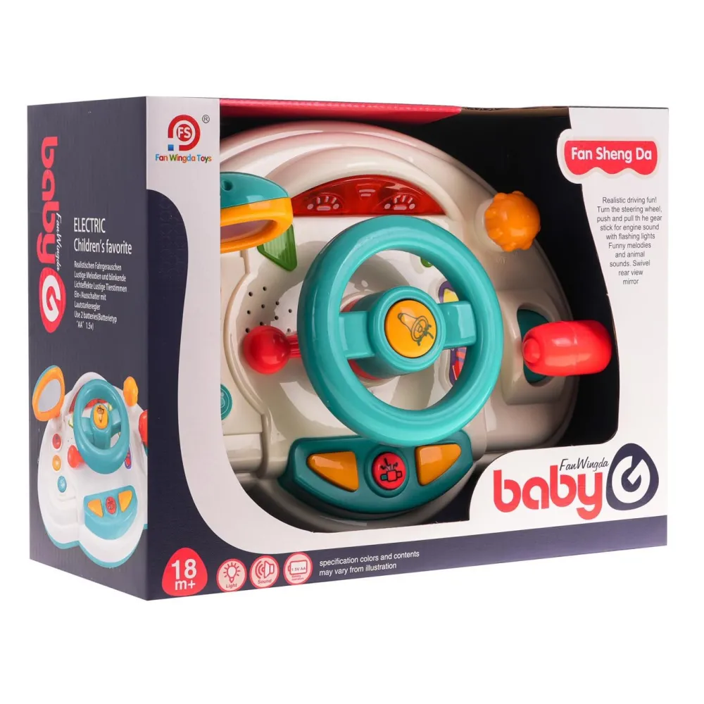 widok zabawki z regulowanym lusterkiem i dźwignią zmiany biegów