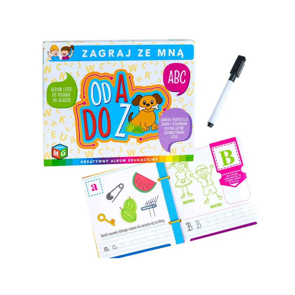 Okładka albumu edukacyjnego Od A do Z z kolorowymi literami