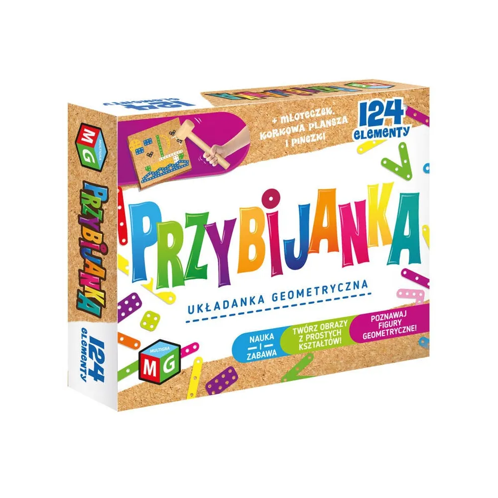 Przybijanka kreatywna układanka z tablicą korkową i elementami