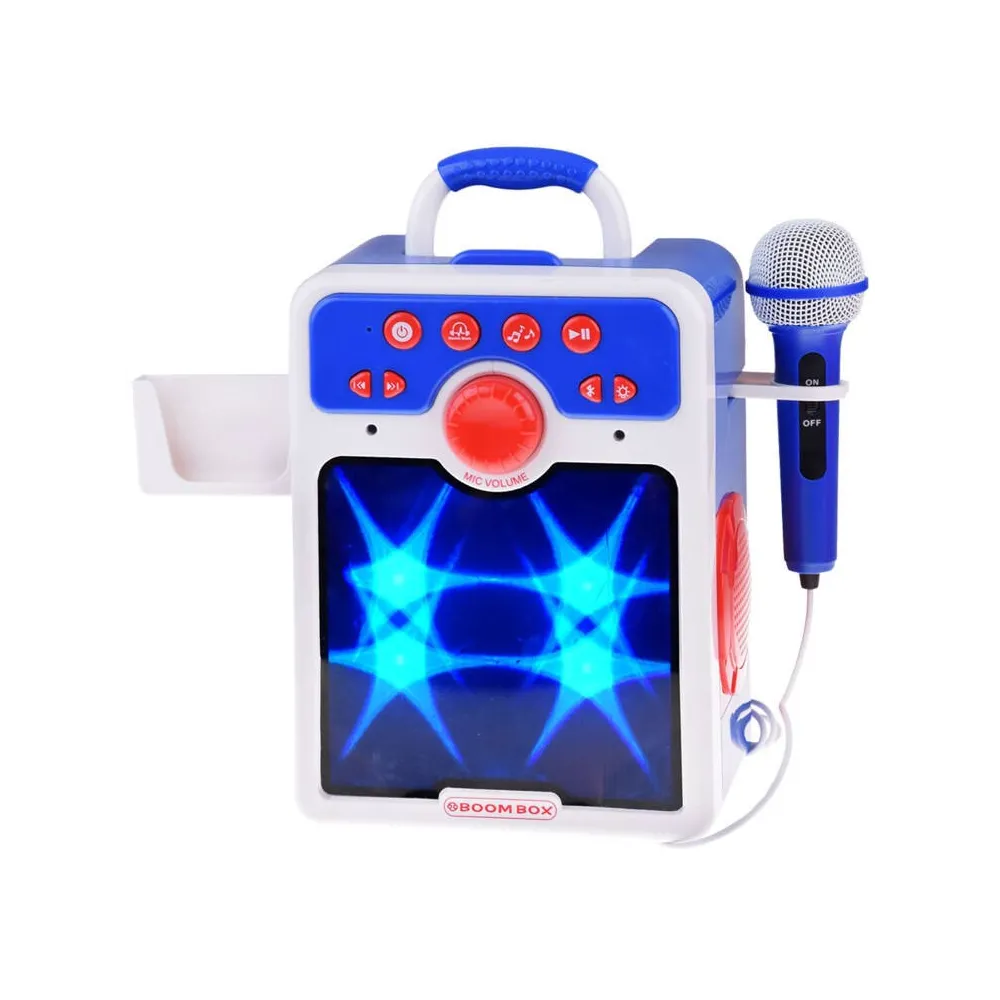 Muzyczny głośnik niebieski Boombox z panelem sterowania i mikrofonem