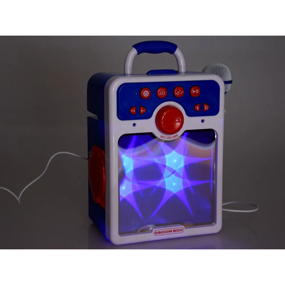 Komplet – głośnik, mikrofon, uchwyty, kable na białym tle