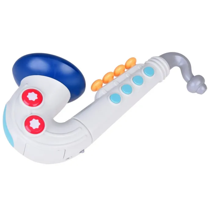 Muzyczny saksofon dla dziecka prezentowany z boku