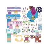 Pięć mini figurek My Little Pony ustawionych na tle dekoracji