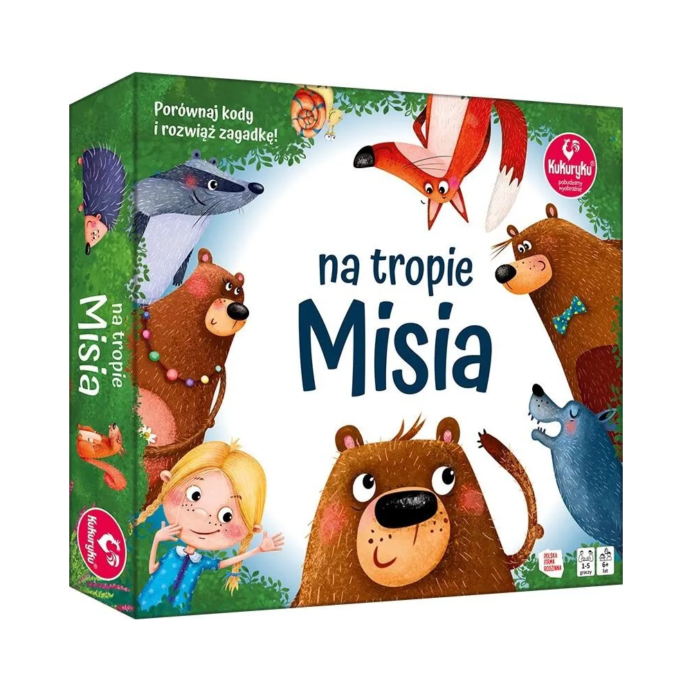 gra planszowa na tropie misia z elementami w leśnym klimacie na stole