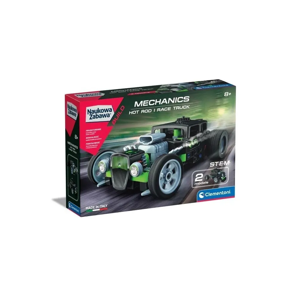 Zestaw do budowy dwóch modeli samochodów Hot Rod i Race Truck z elementami konstrukcyjnymi