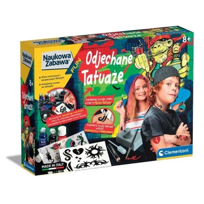 kolorowy zestaw do tworzenia tatuaży dla dzieci z akcesoriami i szablonami
