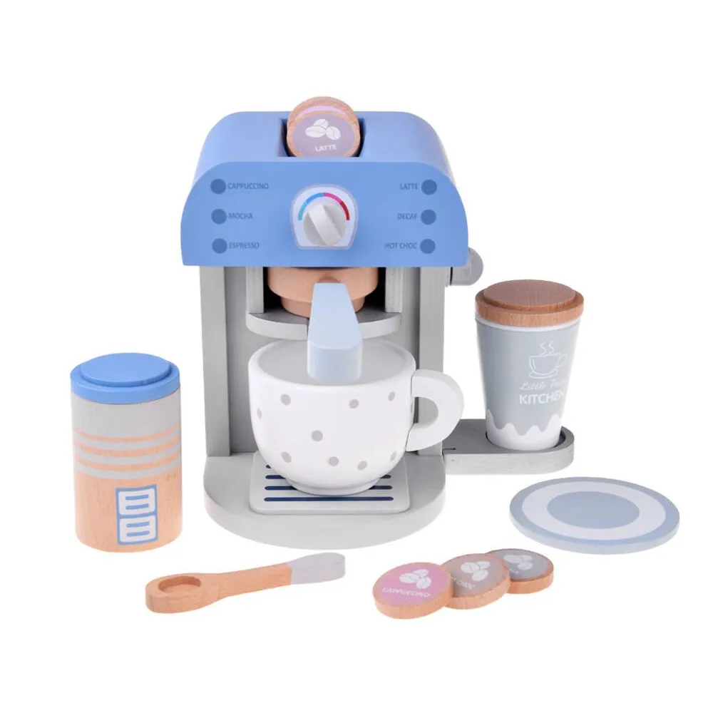 zbliżenie na ruchomą kolbę drewnianego ekspresu dla dzieci