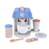 zbliżenie na ruchomą kolbę drewnianego ekspresu dla dzieci