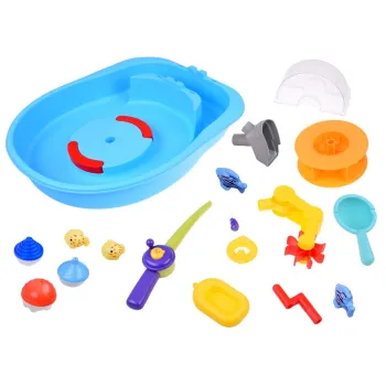 Niebieski stolik wodny z kołem młyńskim + akcesoria do łowienia ZA5566