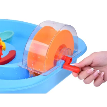 widok zestawu akcesoriów: łódka, ponton w kształcie kaczuszki i pojemniki