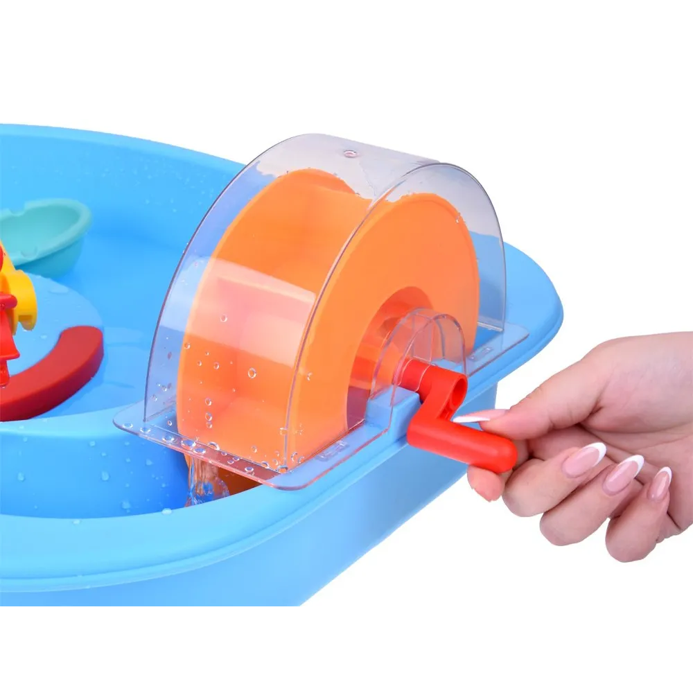 widok zestawu akcesoriów: łódka, ponton w kształcie kaczuszki i pojemniki