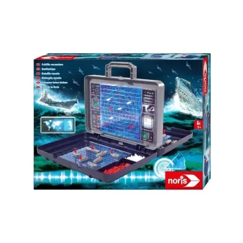 Noris Gra w okręty w zamykanej walizce z widoczną planszą i akcesoriami