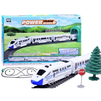 nowoczesny pociąg pasażerski z trzema wagonami na torach