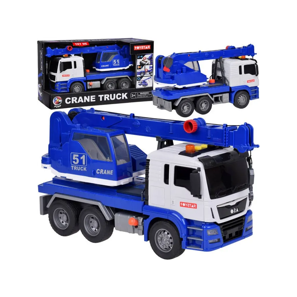 obrotowy dźwig zabawka z ruchomym ramieniem na tle białym