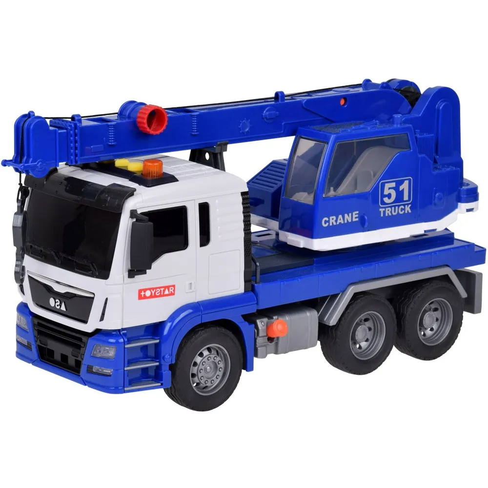 auto budowlane dźwig z widocznym hakiem i linką na wysięgniku