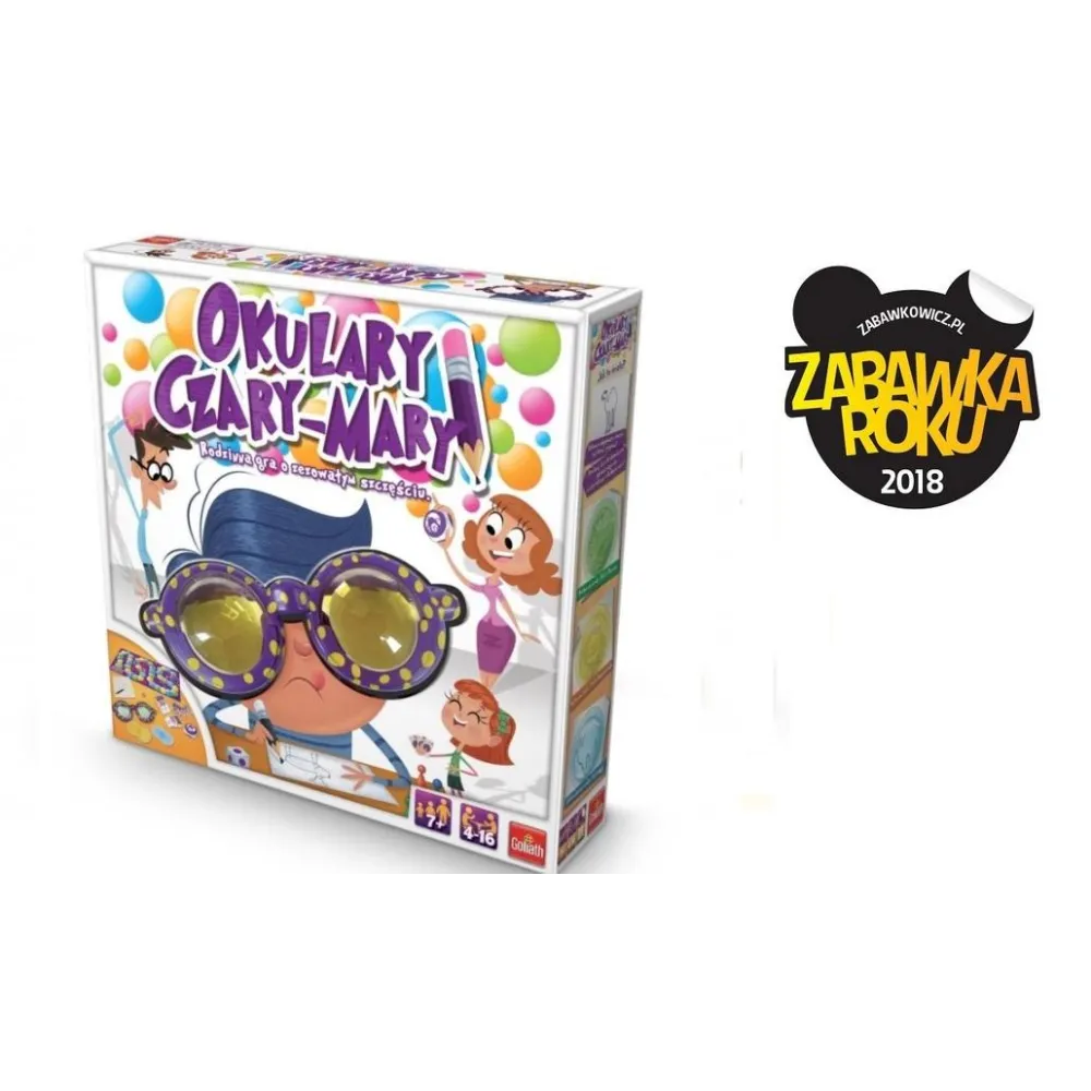 pudełko gry planszowej Okulary Czary-Mary z kolorową planszą