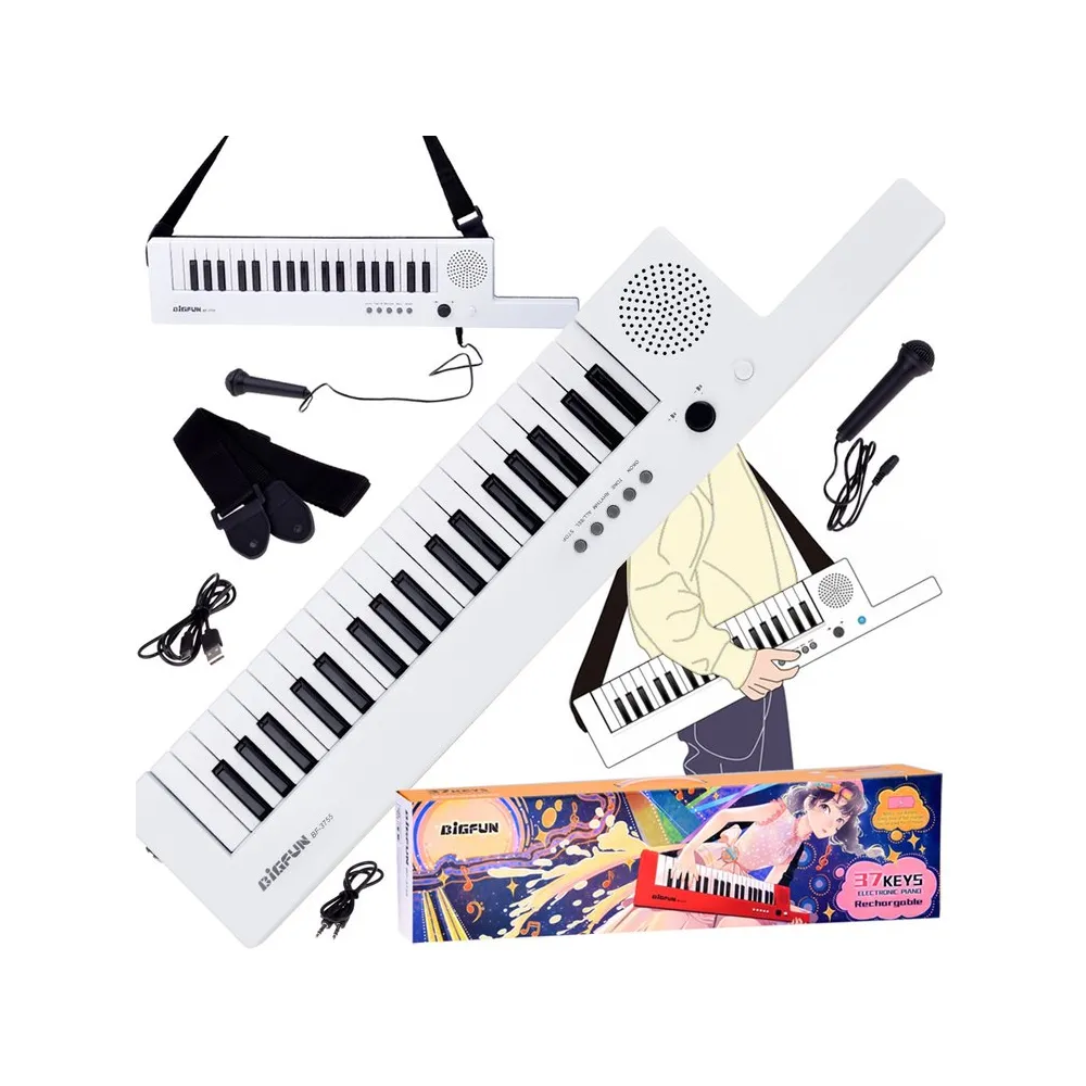 organy elektroniczne keyboard z 37 klawiszami i mikrofonem na pasku