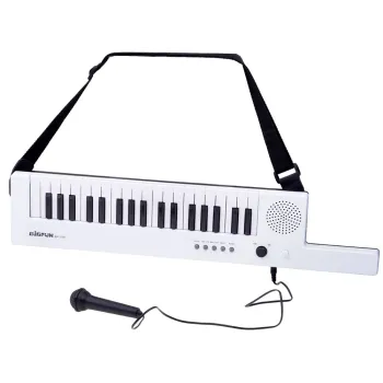 widok całego zestawu keyboard z mikrofonem i paskiem