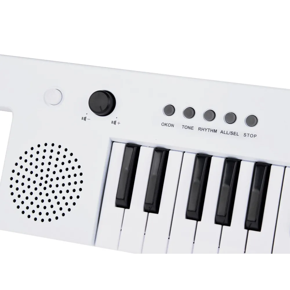 keyboard dziecięcy czarno-biały z wbudowanym głośnikiem i pokrętłami