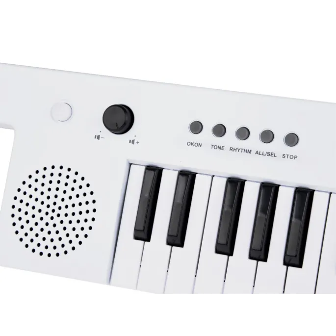keyboard dziecięcy czarno-biały z wbudowanym głośnikiem i pokrętłami