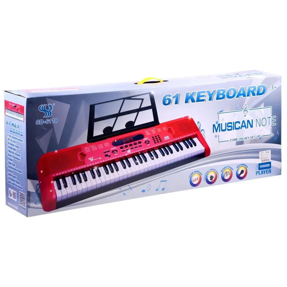 zestaw: keyboard, mikrofon, podkładka pod nuty i zasilacz