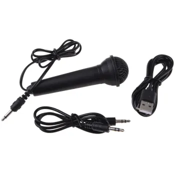 przód srebrnego keyboardu z widocznymi przyciskami i mikrofonem