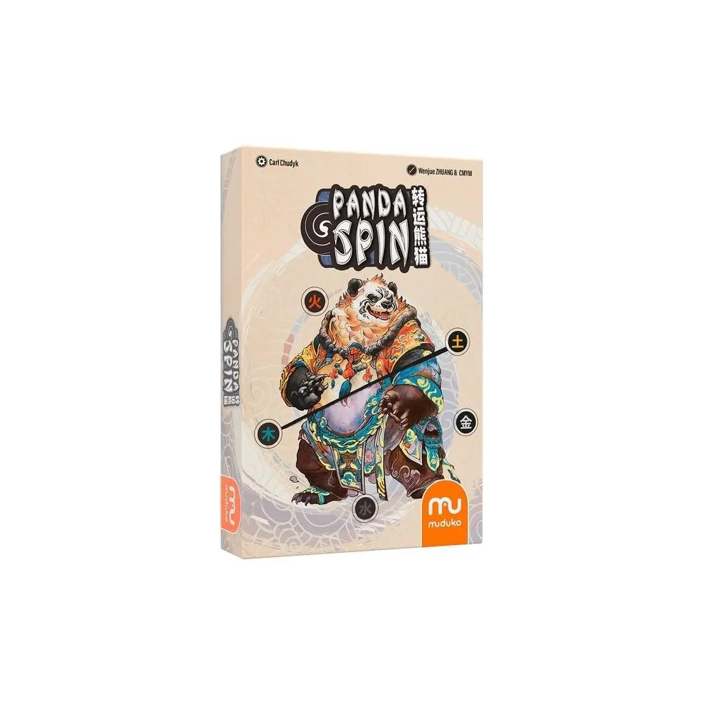 Gra karciana Panda Spin z kartami i żetonami bambusa na stole