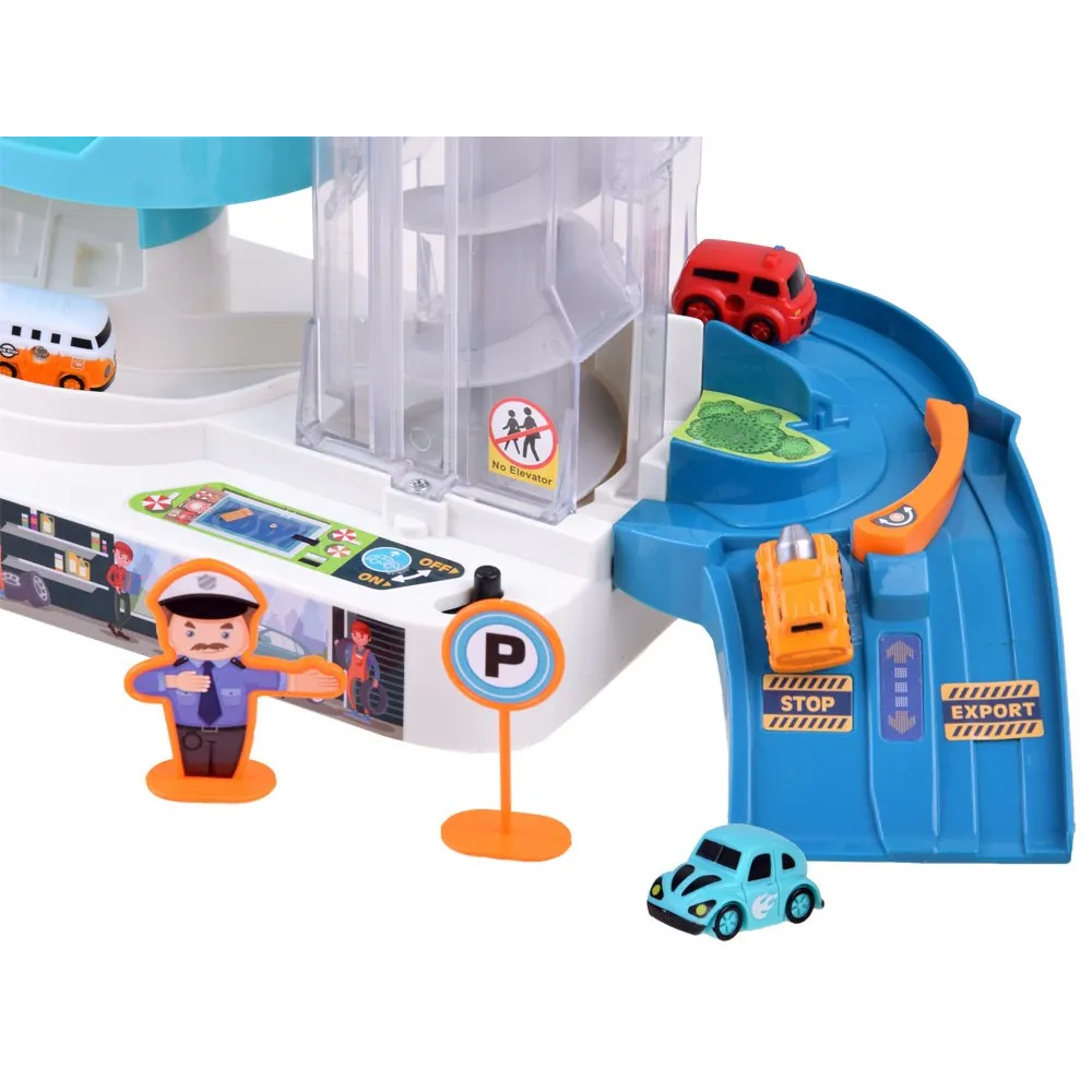 Detail: szlabany zatrzymujące pojazdy na wybranych poziomach