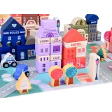 widok na wszystkie 115 elementów: klocki, pojazdy i puzzle razem