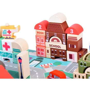 zestaw podczas kreatywnej zabawy dziecka w budowanie miasta