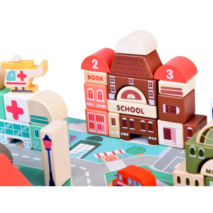 zestaw podczas kreatywnej zabawy dziecka w budowanie miasta