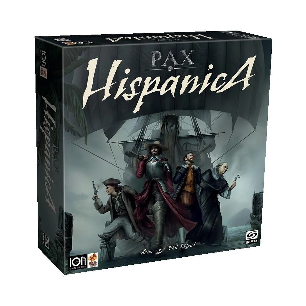 Elementy gry Pax Hispanica GALAKTA z planszą i kartami podczas rozgrywki