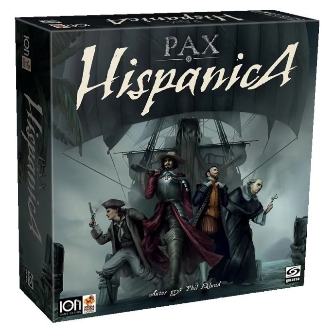 Elementy gry Pax Hispanica GALAKTA z planszą i kartami podczas rozgrywki