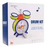 kolorowy zestaw perkusyjny dla dzieci z trzema bębnami i talerzem