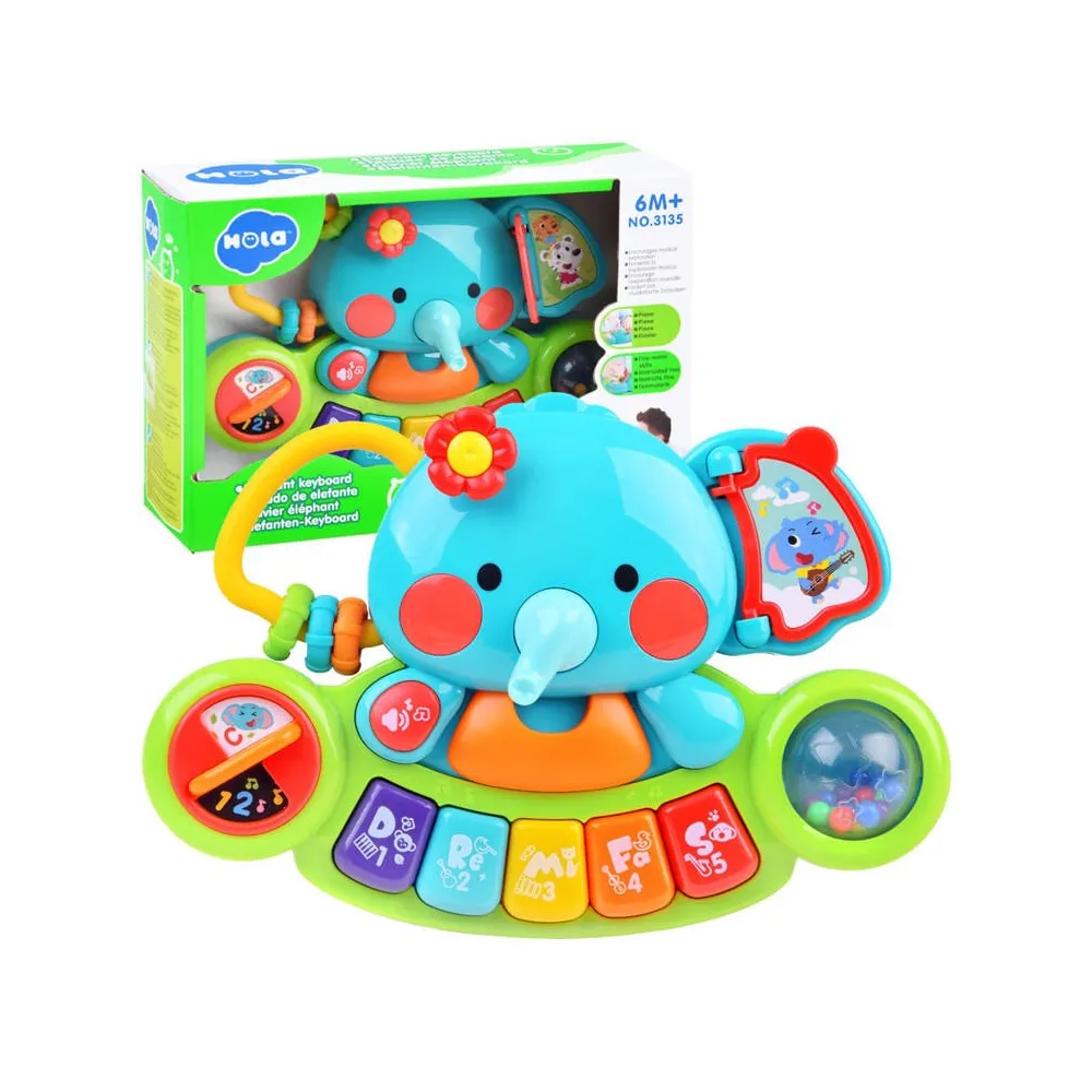 Kolorowe pianinko muzyczne słonik z żywymi przyciskami dla dzieci