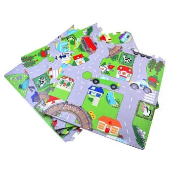 Piankowe puzzle ULICA Miękka mata dla dzieci do zabawy 120x120cm ZA2510