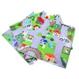 Duże elementy maty piankowej z motywem kolorowego miasteczka