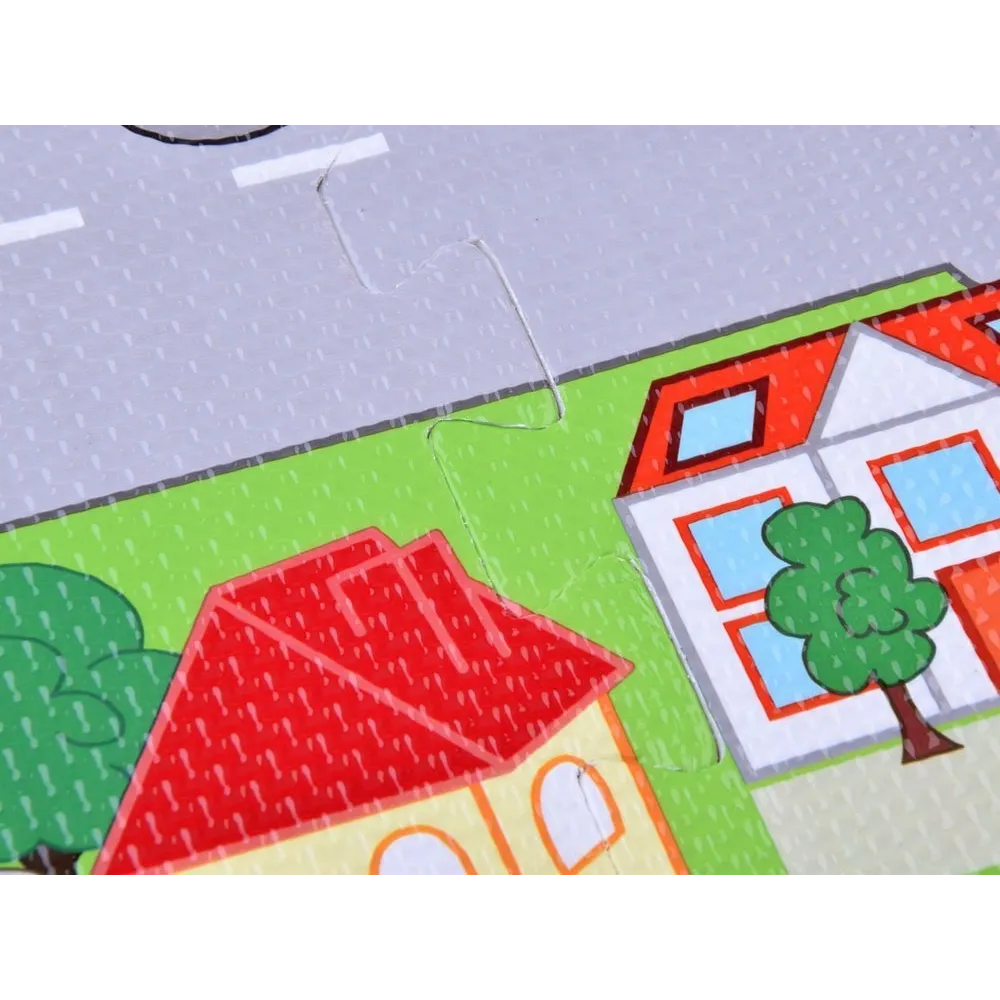 Widok zbliżeniowy na szczegóły dróg na piankowych puzzlach