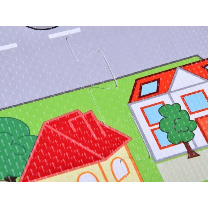 Widok zbliżeniowy na szczegóły dróg na piankowych puzzlach