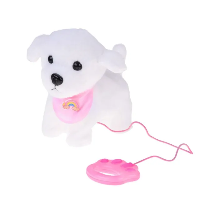 Zbliżenie na pyszczek pluszowego pieska z błyszczącymi oczami