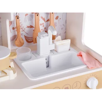 zbliżenie na dekoracyjny kwiatowy wzór na frontach kuchni