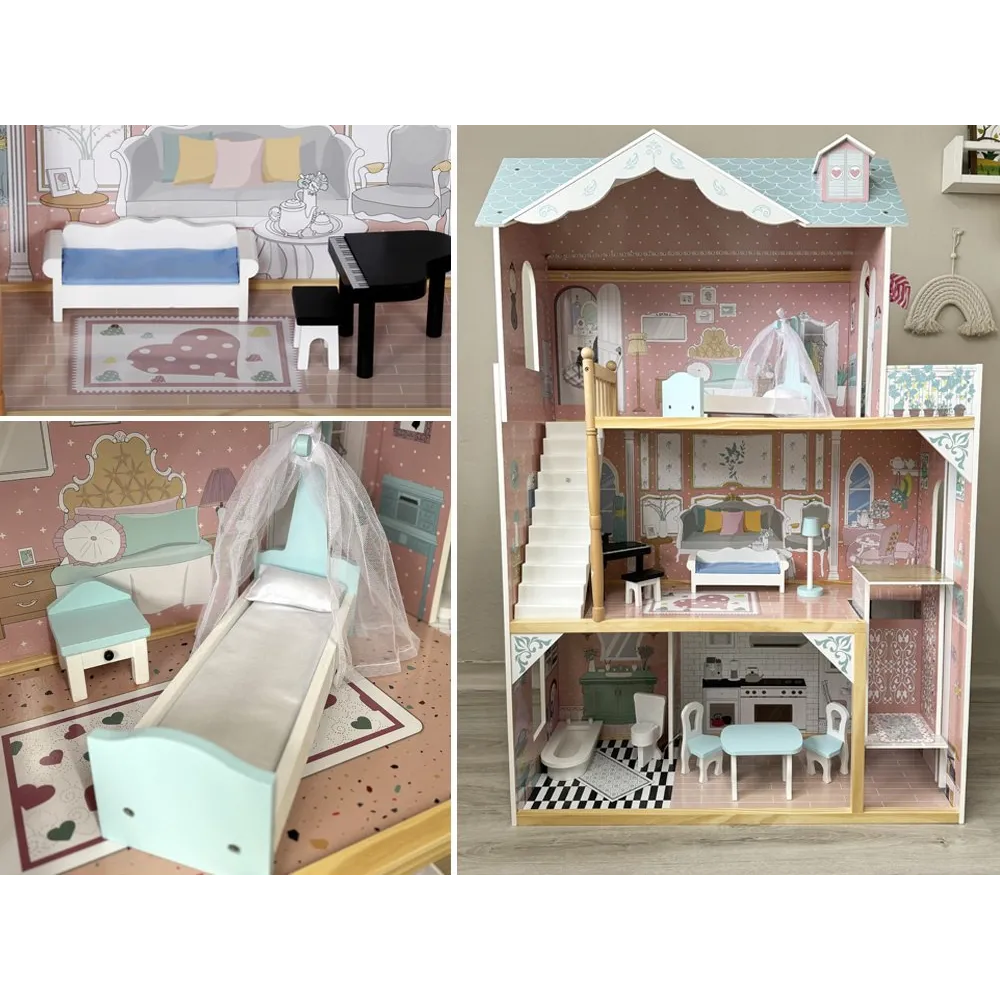 łazienka z wanną w drewnianym domku dla lalek