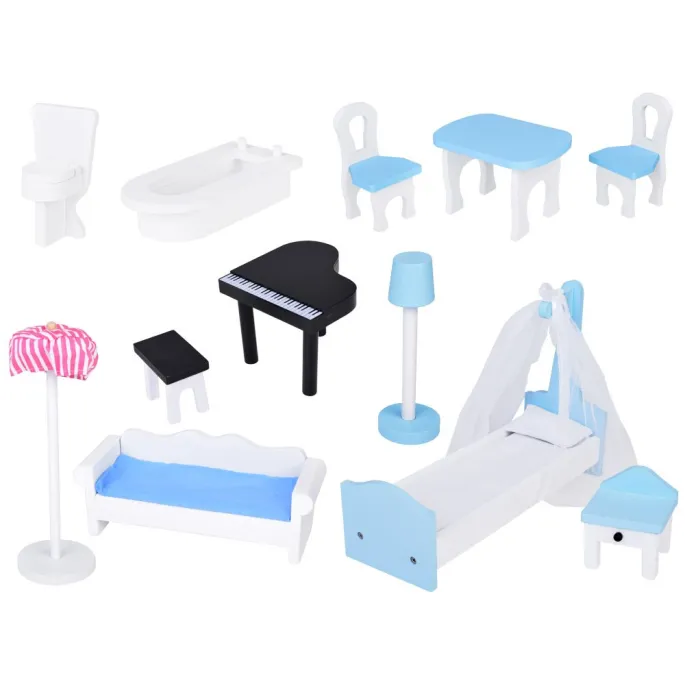 balkon z widokiem na sypialnię domku dla lalek