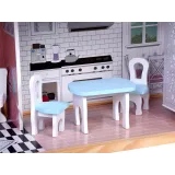 zestaw scenek do zabawy lalkami do 30 cm w drewnianym domku