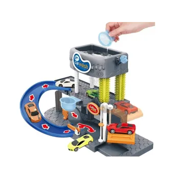 Piętrowa Myjnia samochodowa garaż + autka ZA3196