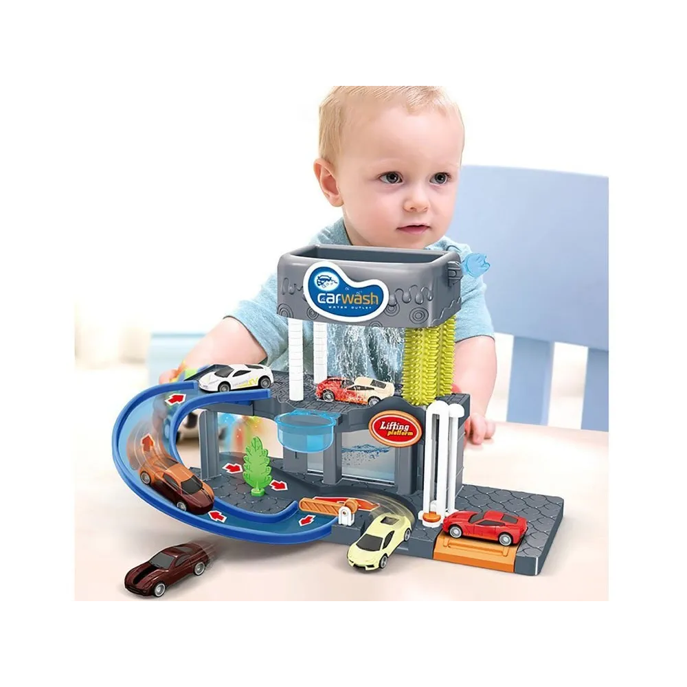 zbliżenie na windę podnoszącą autko w myjni samochodowej