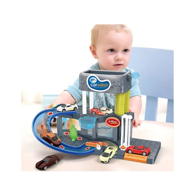 zbliżenie na windę podnoszącą autko w myjni samochodowej