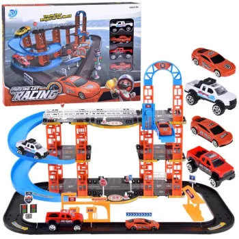 piętrowy parking z windą i torami dla małych samochodzików