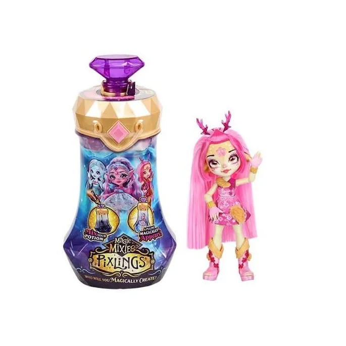 Pixlings lalka Jelonek różowa z długimi włosami oraz butelką do eliksiru